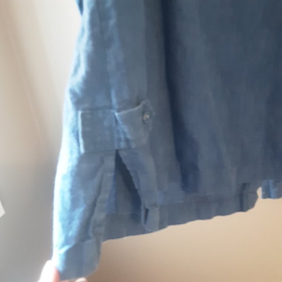 Jones New York Blue 100% Linen Button Up Collared Shirt - Picture 6 of 10